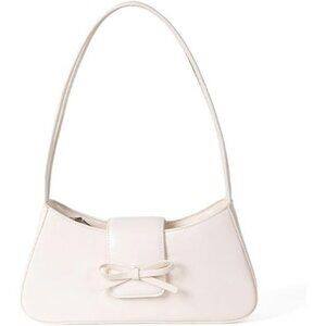 Women's White Bow Purse Clutch Tote Hand-Bag Classic Crescent Bag Coquette Purse